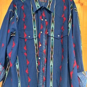 Vintage Wrangler Western Shirt with Red and Blue Pattern